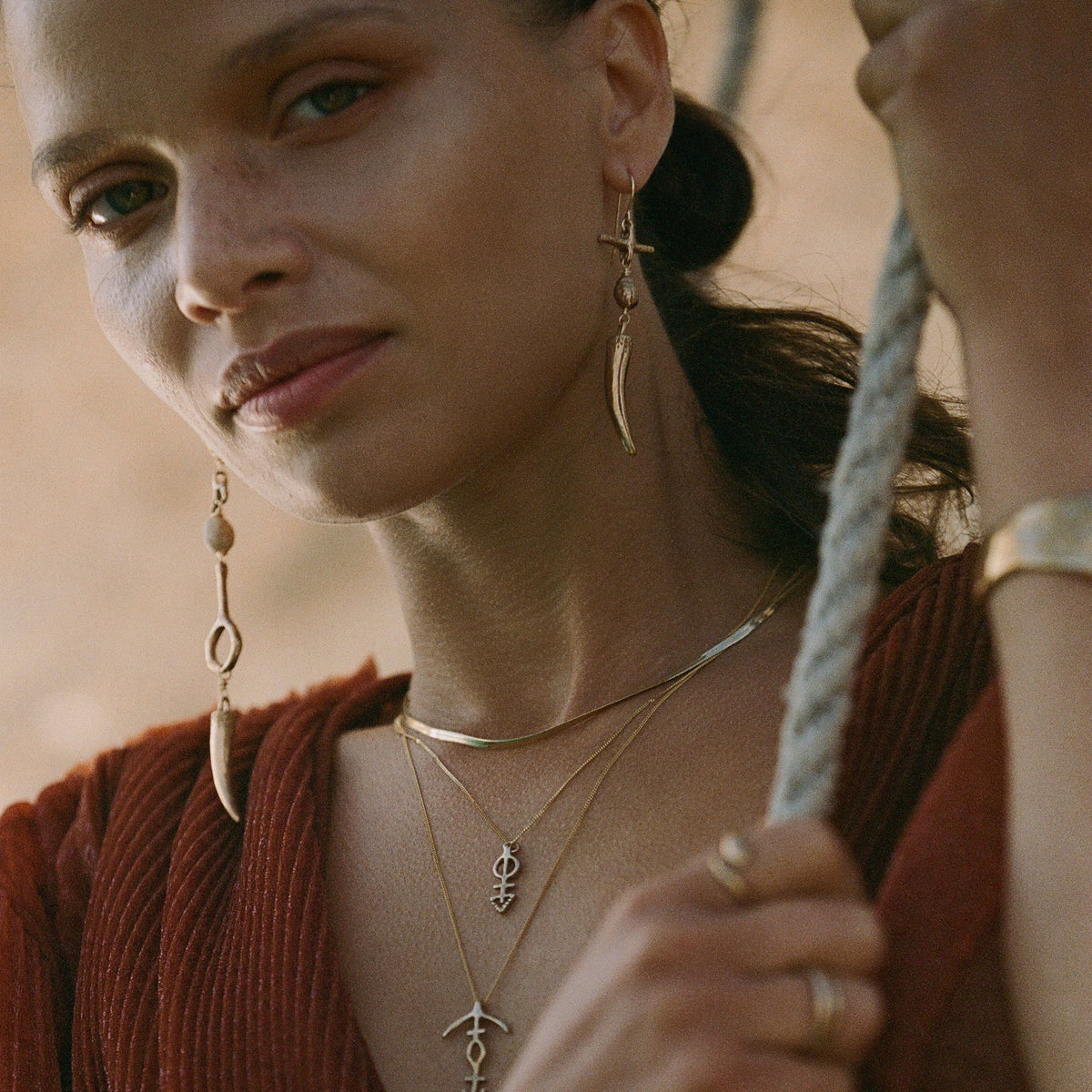 Gathering the Bones Earrings | Gold