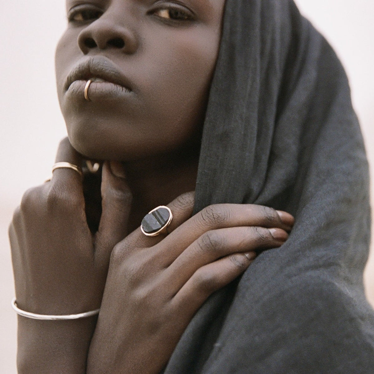 One Of A Kind | Black Tourmaline Amulet Ring XV