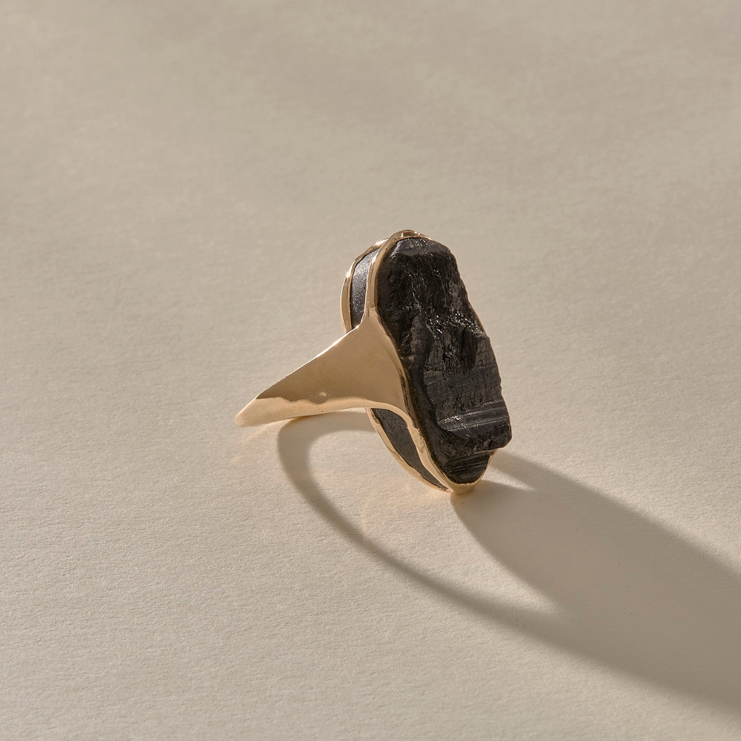 One Of A Kind | Black Tourmaline Amulet Ring XV