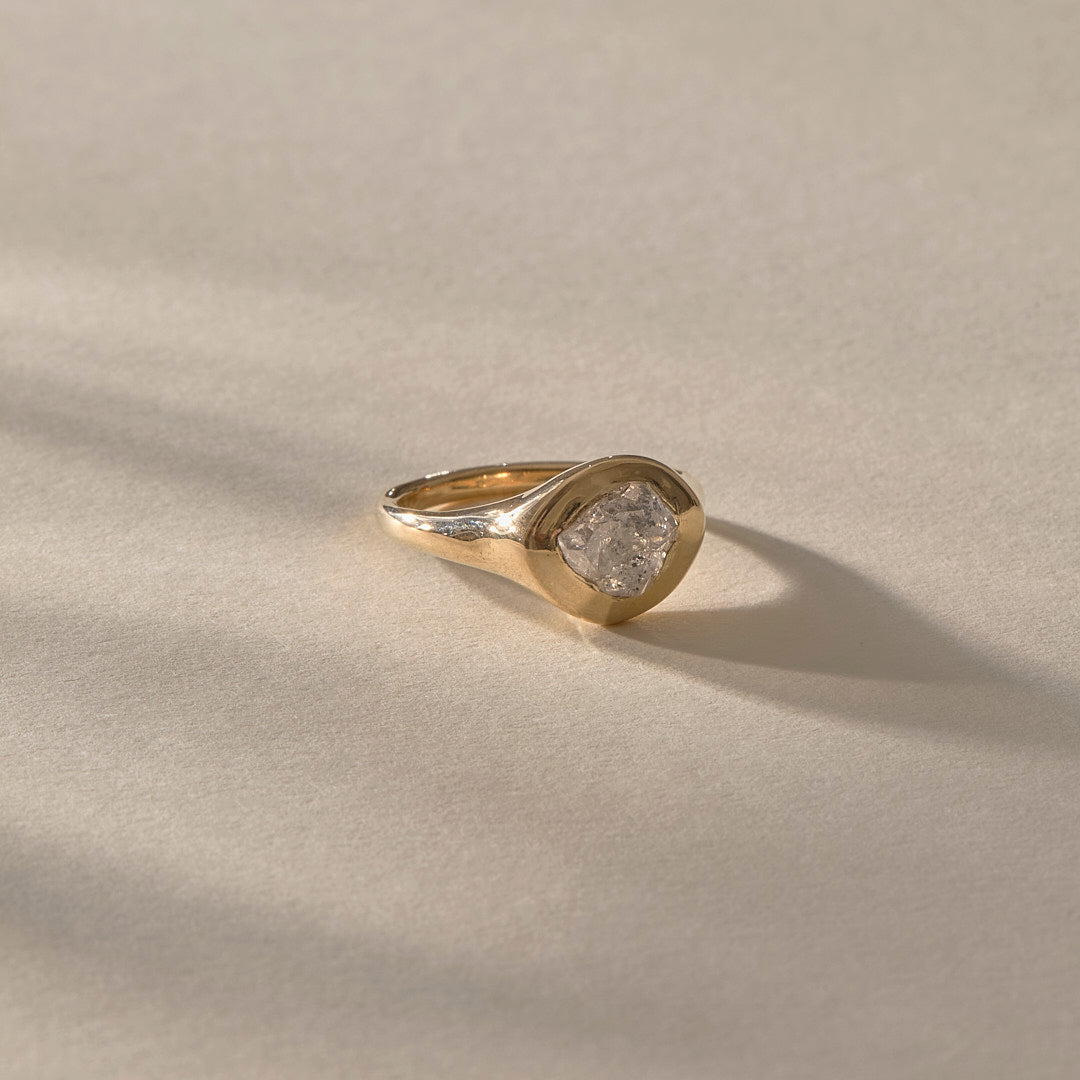 One Of A Kind | Rough Polished Diamond Signet #2