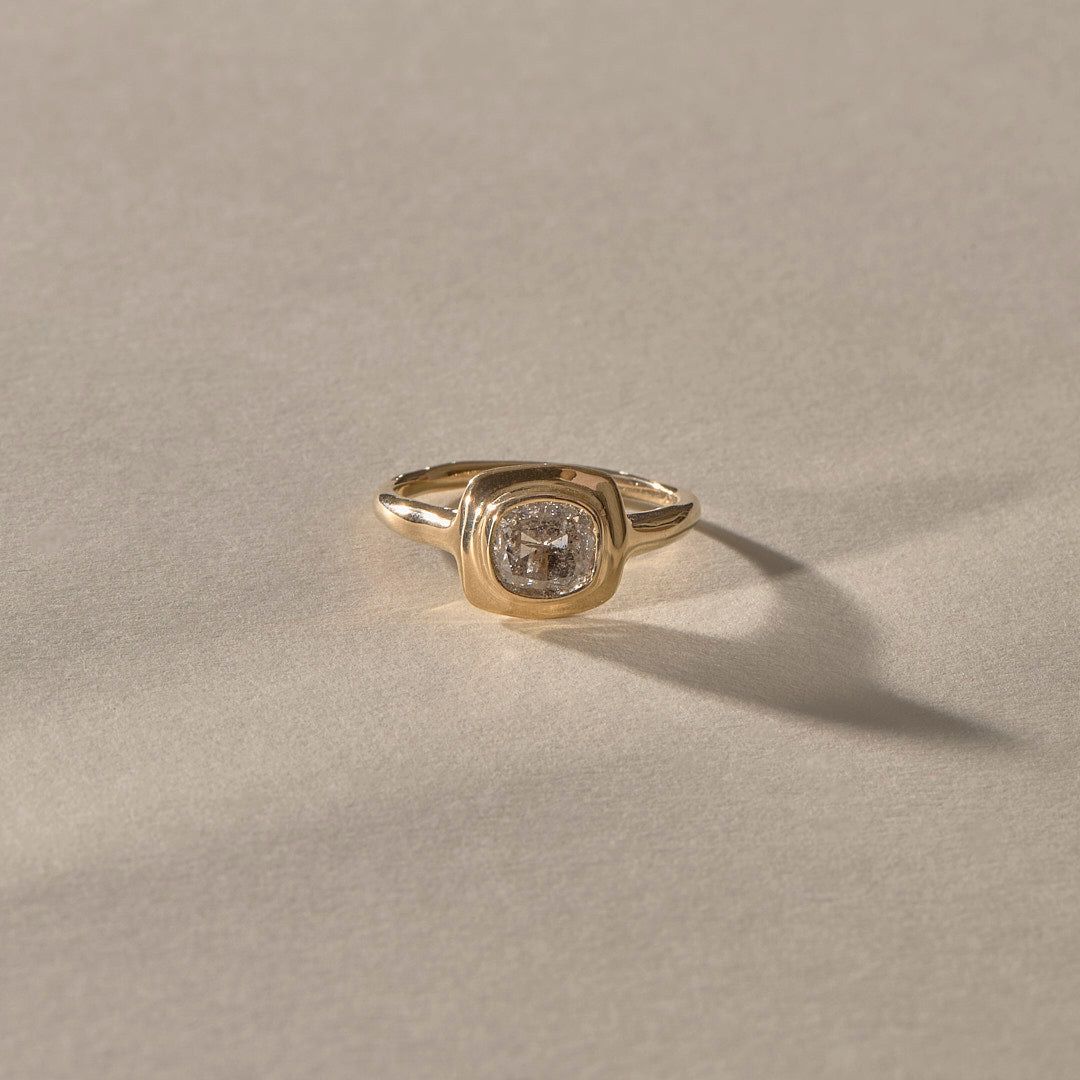 One Of A Kind | Cushion Cut Salt & Pepper Canadian Diamond Ring
