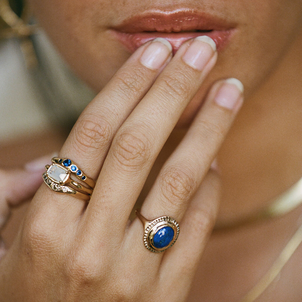 Cleo Lapis Amulet Ring | Gold