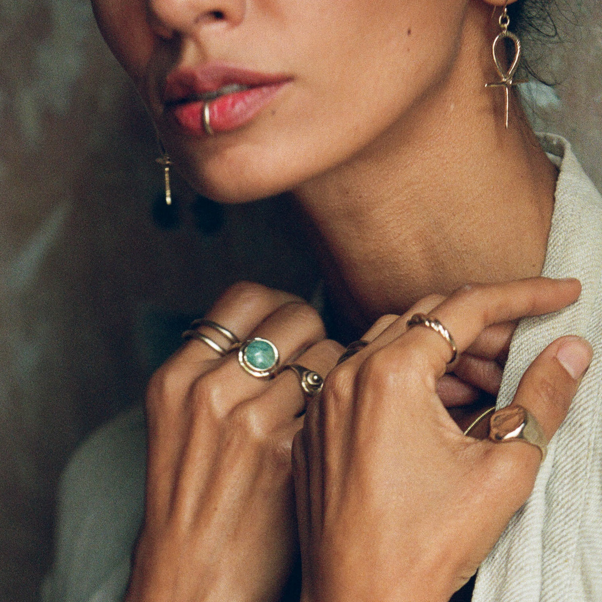 Reverie Jasper Amulet Ring II | Gold