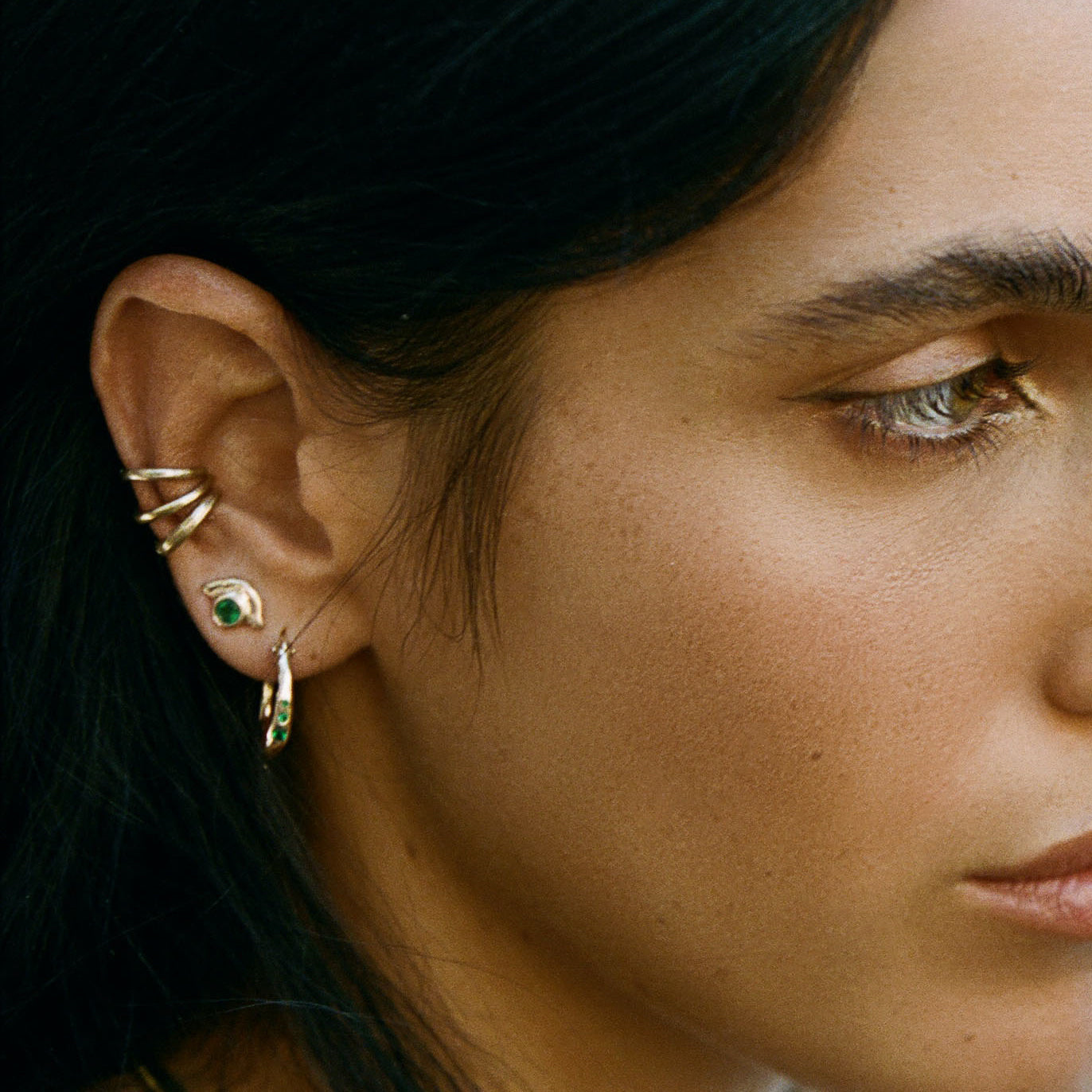 Vida Champagne Diamond Hoops | Gold