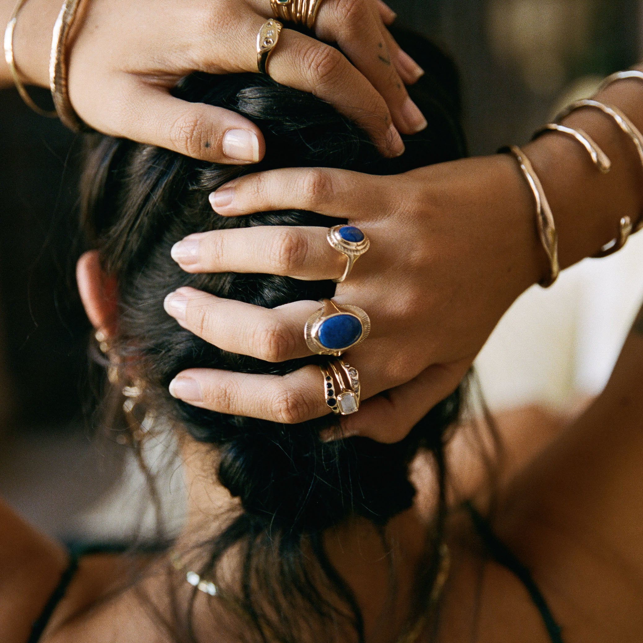 Inanna Lapis Shield Ring | Gold