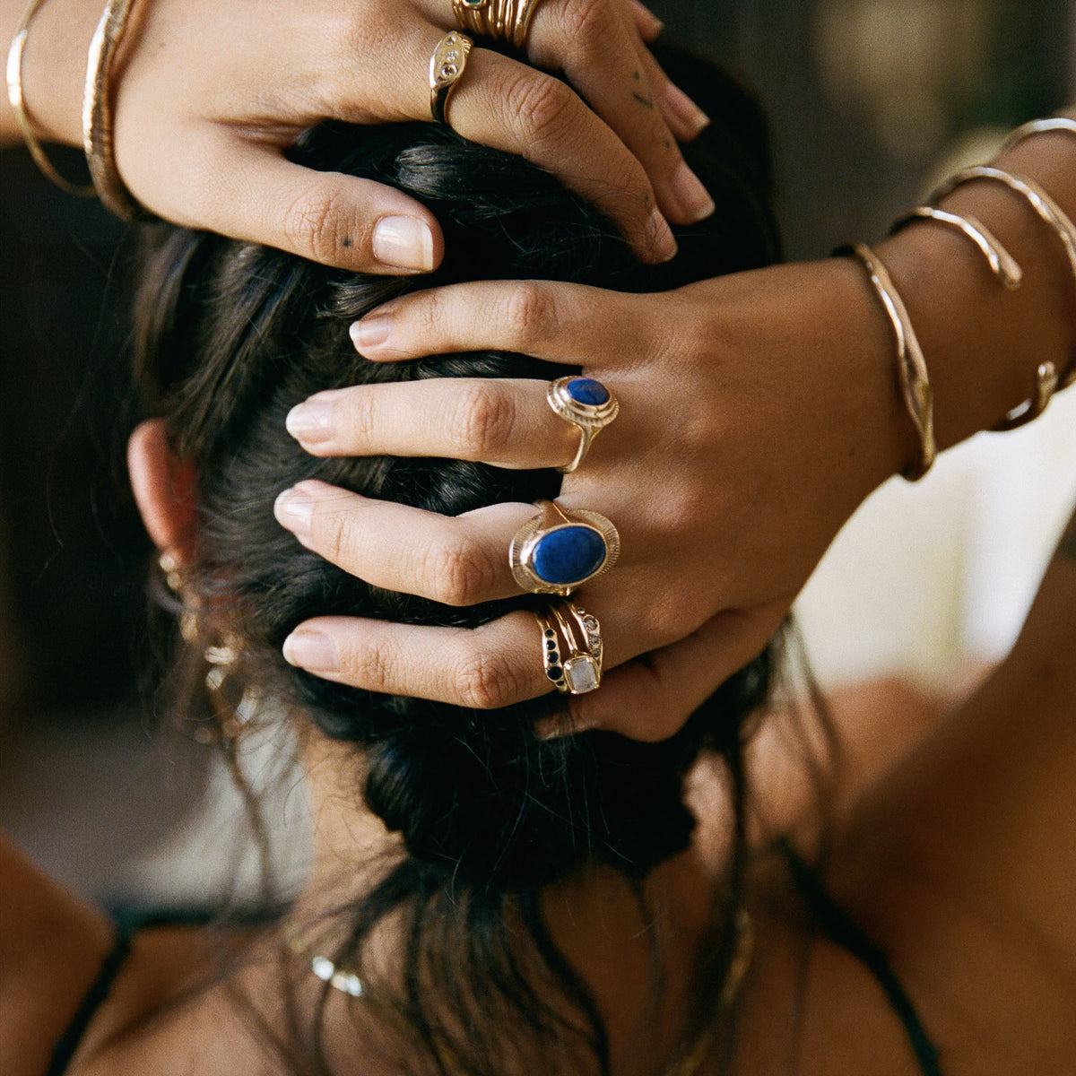 The Gold Inanna Lapis Shield Ring