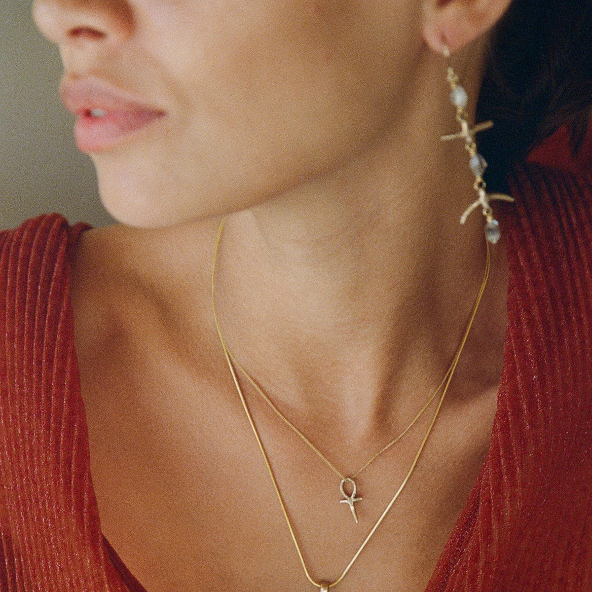 Ankh Mini Charm Necklace | Gold