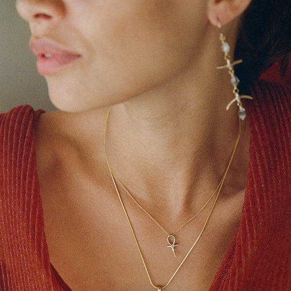 The Ankh Mini Charm Necklace in Bronze