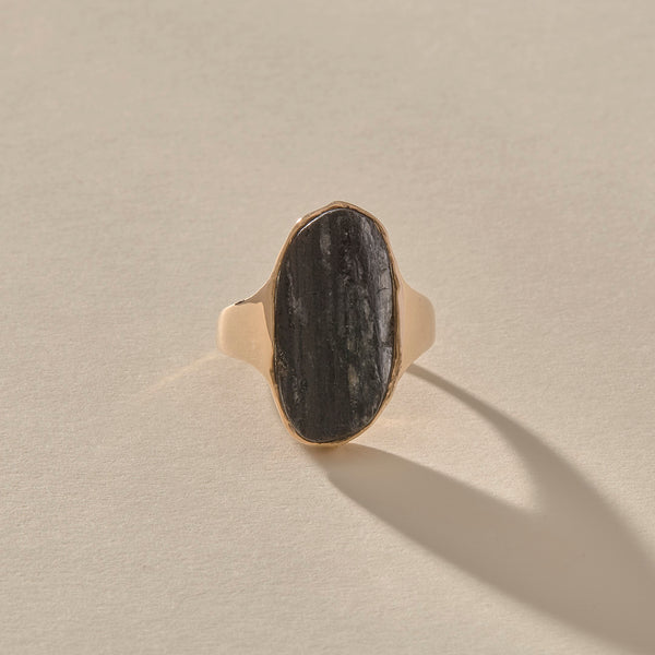 Black Tourmaline Amulet Ring XIV