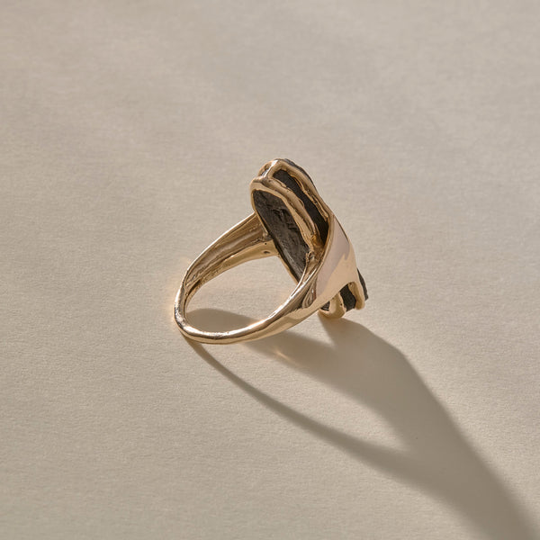 Black Tourmaline Amulet Ring XIV