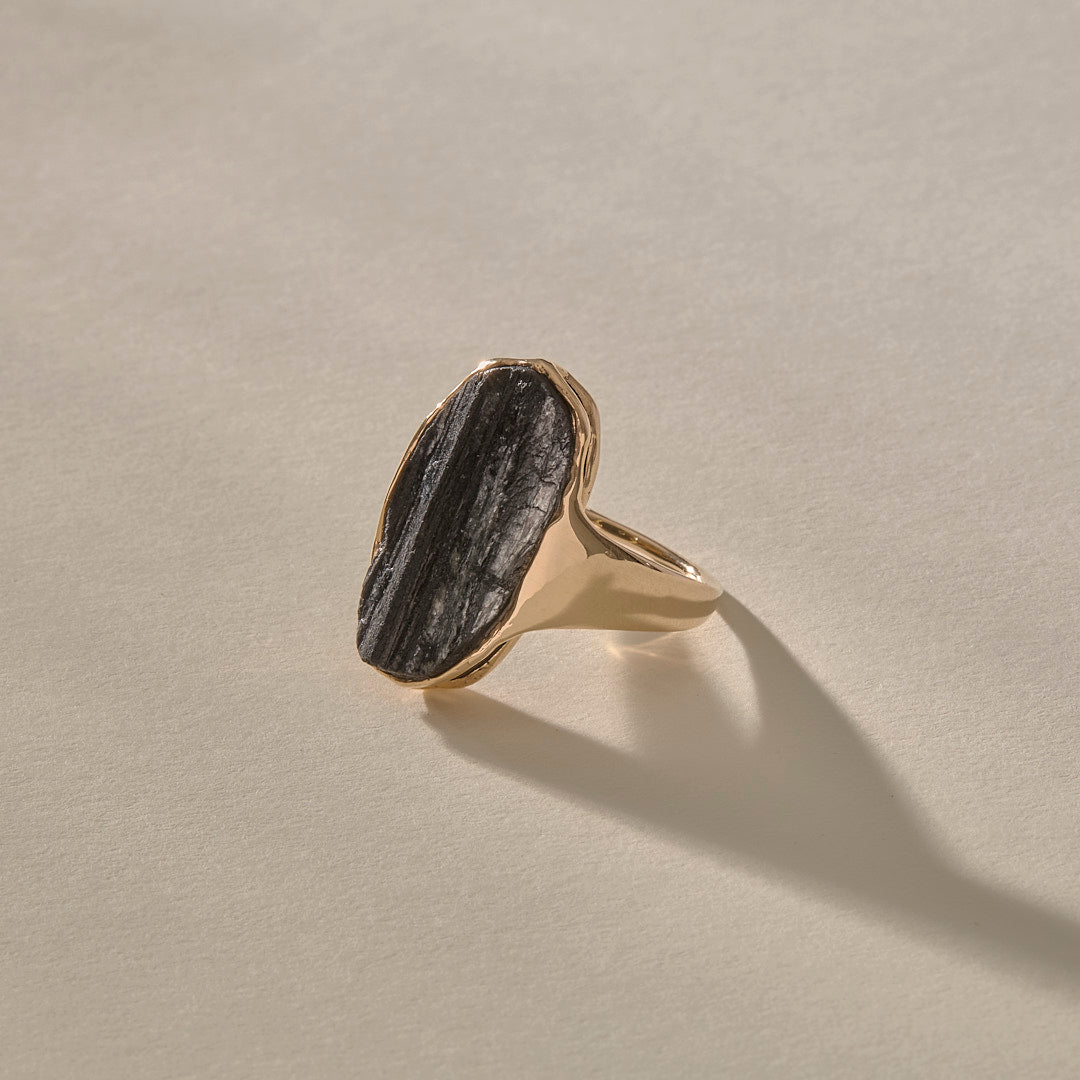 Black Tourmaline Amulet Ring XIV