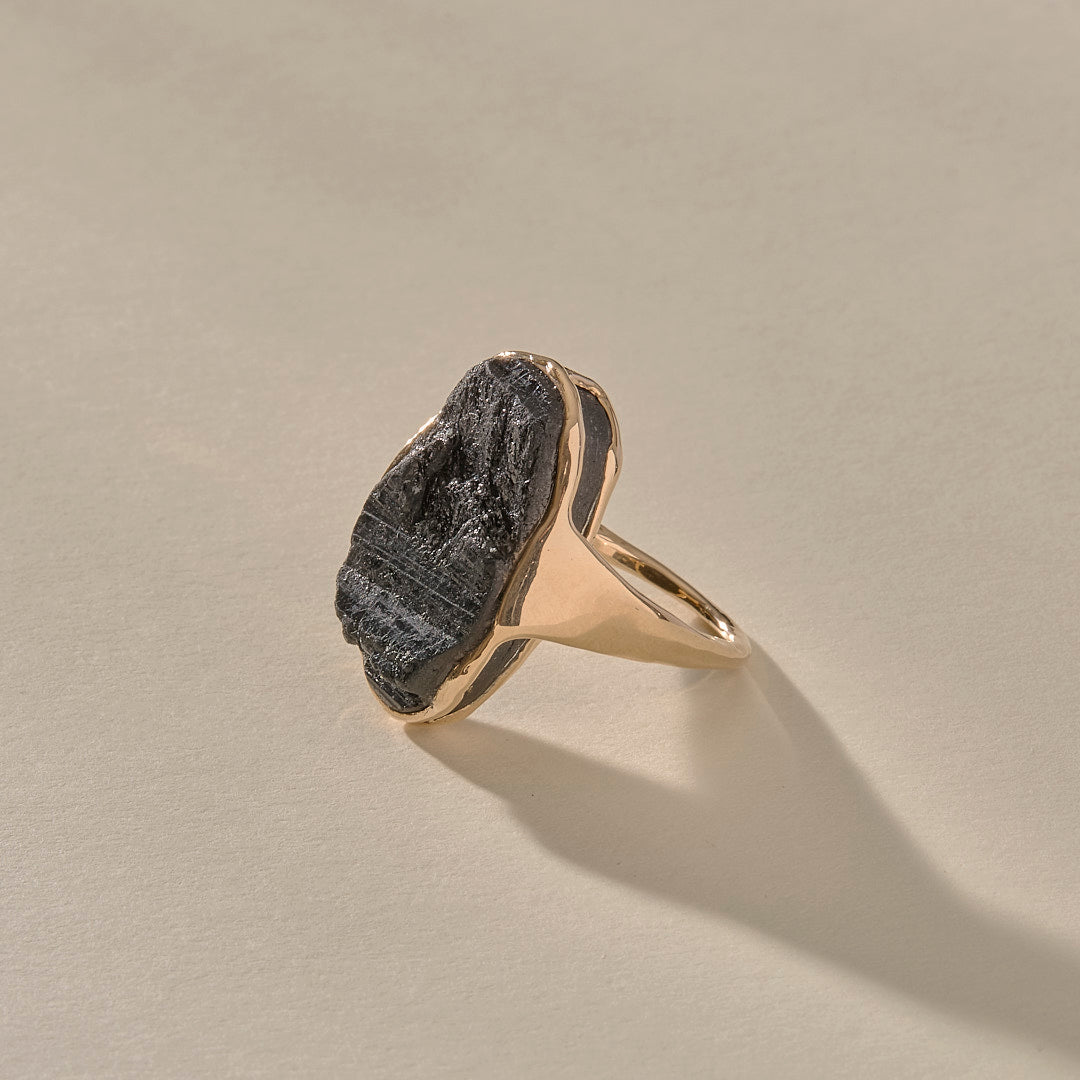 Black Tourmaline Amulet Ring XV