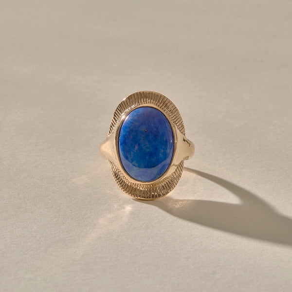 The Gold Inanna Lapis Shield Ring