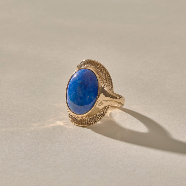 The Gold Inanna Lapis Shield Ring