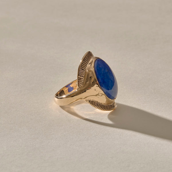 The Gold Inanna Lapis Shield Ring