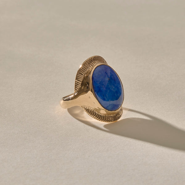 The Gold Inanna Lapis Shield Ring