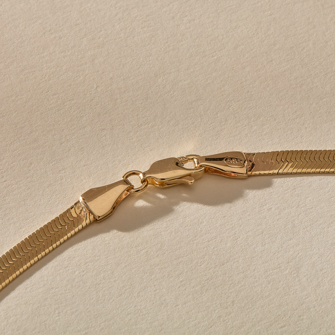 Fehu 2.5mm Herringbone Necklace | Gold