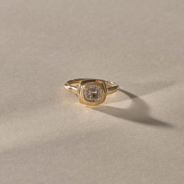 Cushion Cut Salt & Pepper Canadian Diamond Ring