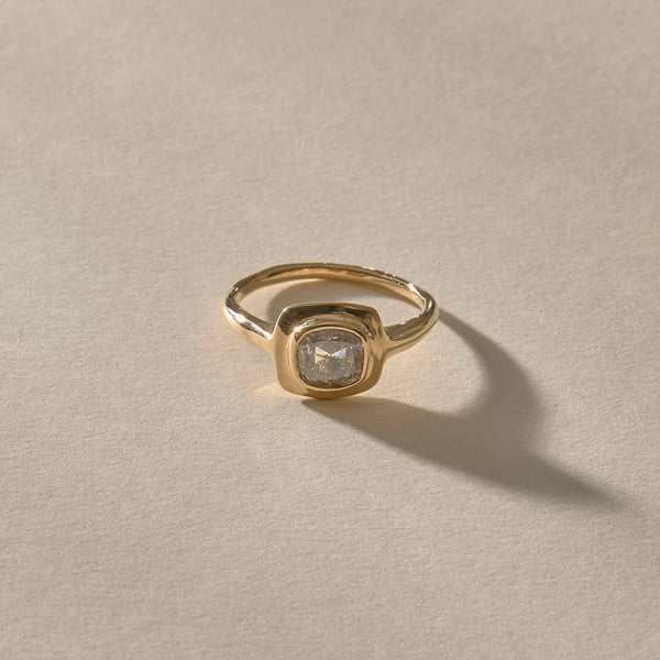 Cushion Cut Salt & Pepper Canadian Diamond Ring