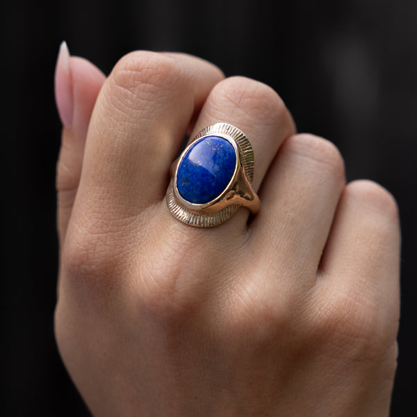 The Gold Inanna Lapis Shield Ring