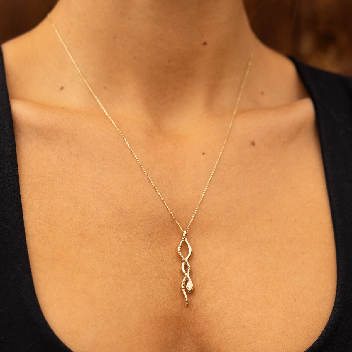 Serpent Mini Charm Necklace | Gold