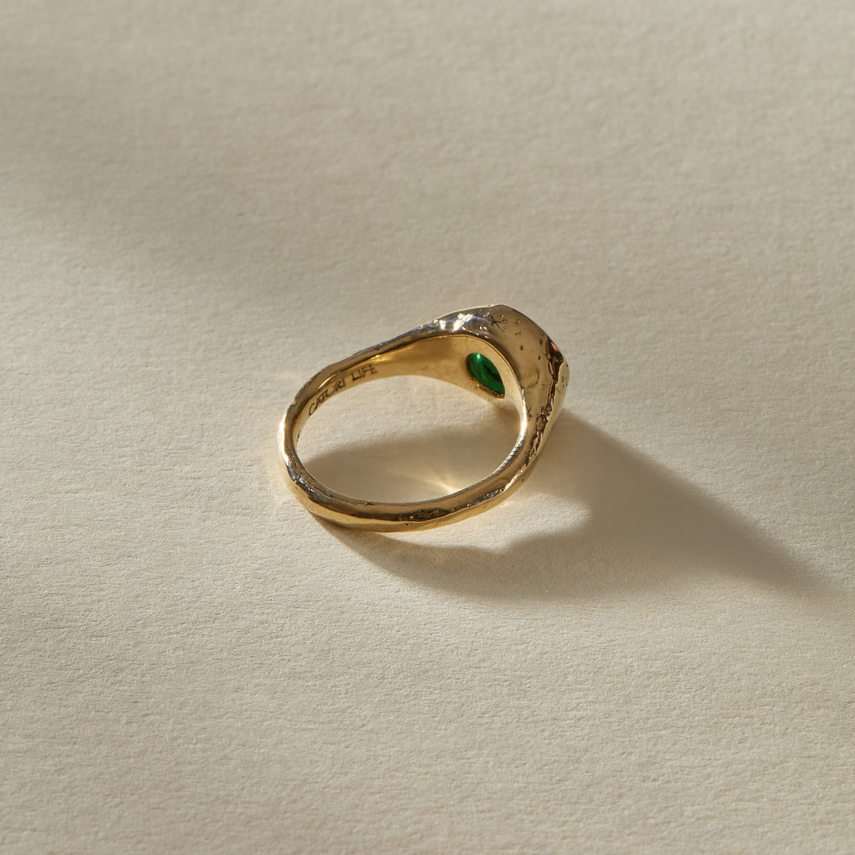 Fura Emerald Textured Signet Ring | OOAK