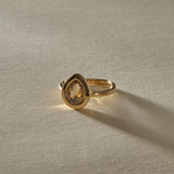 Aurum Pear Rose Cut Champagne Salt and Pepper Diamond | Gold | OOAK