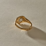 Vía Láctea I Polished Raw Salt and Pepper Diamond Signet Ring | Gold | OOAK