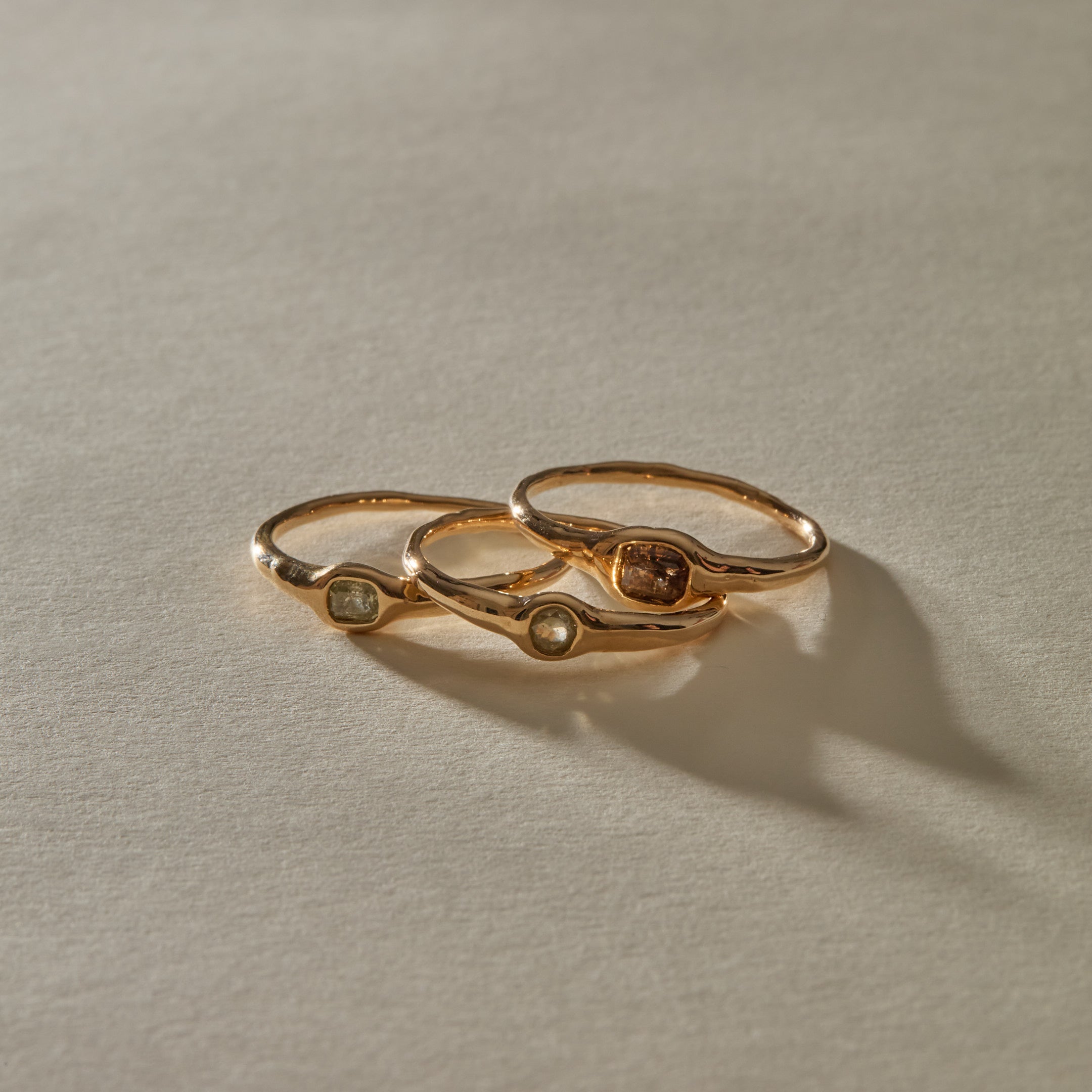 The Selkie Stack V | Set of 3 Grey Diamond Rings