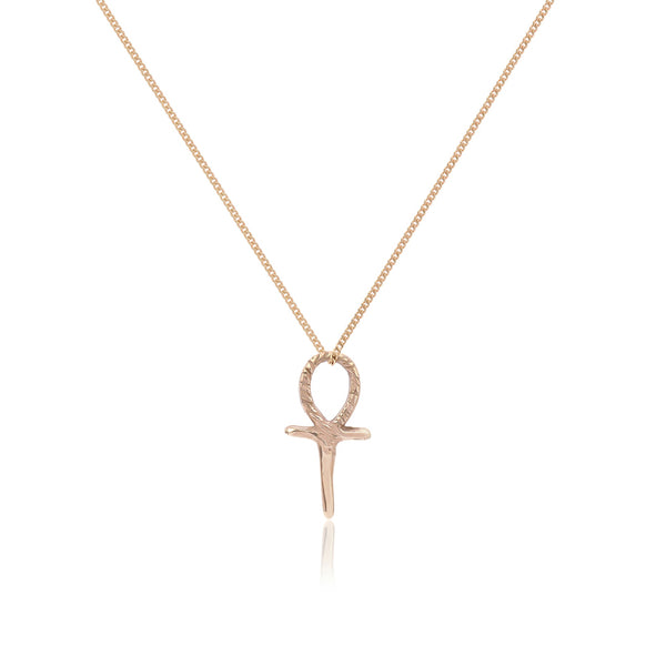 The Ankh Mini Charm Necklace in Bronze