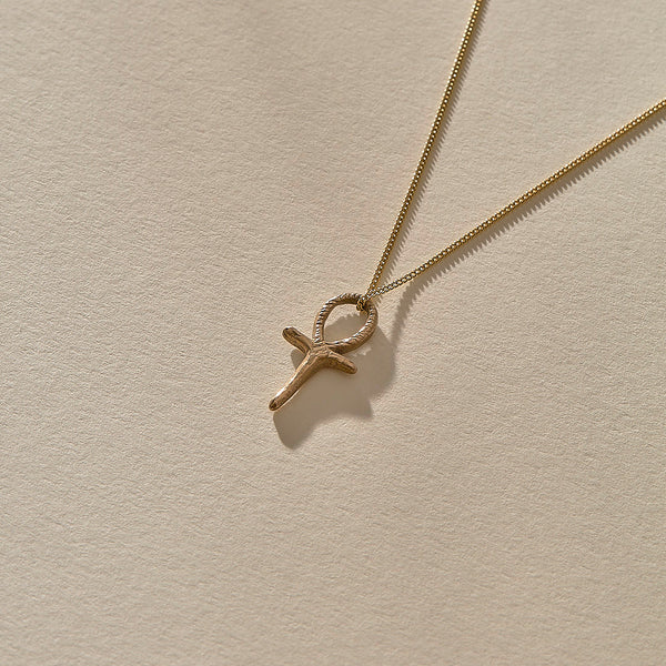 The Ankh Mini Charm Necklace in Bronze