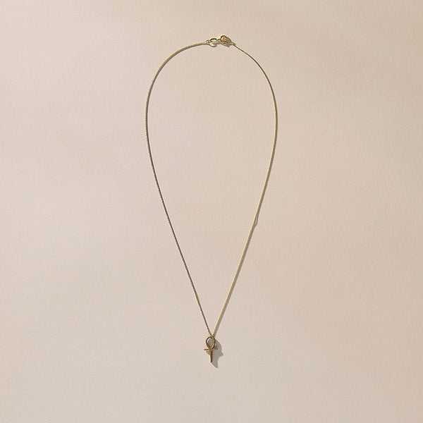 The Ankh Mini Charm Necklace in Bronze