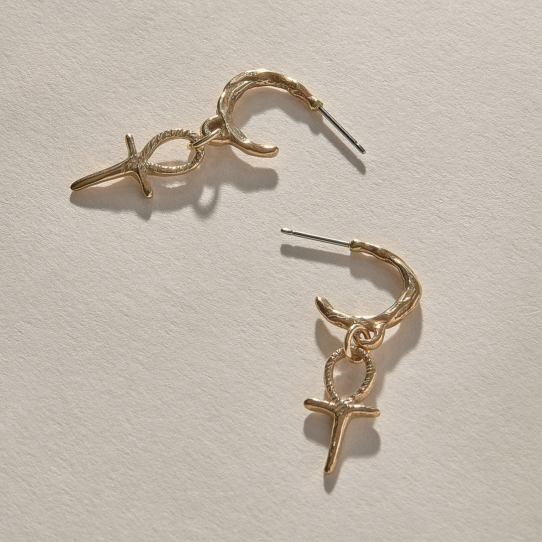 Ankh Charm Hoops | Gold