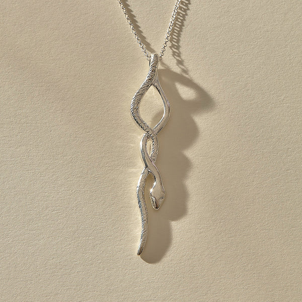 The Silver Serpent Amulet Necklace